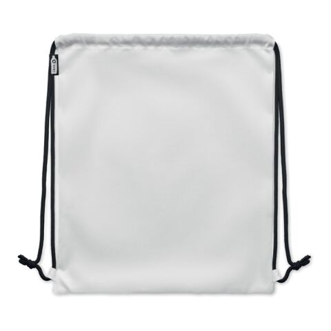 Großer Beutel mit Kordelzug RPET-Polyester weiß | ohne Werbeanbringung | Nicht verfügbar | Nicht verfügbar | Nicht verfügbar