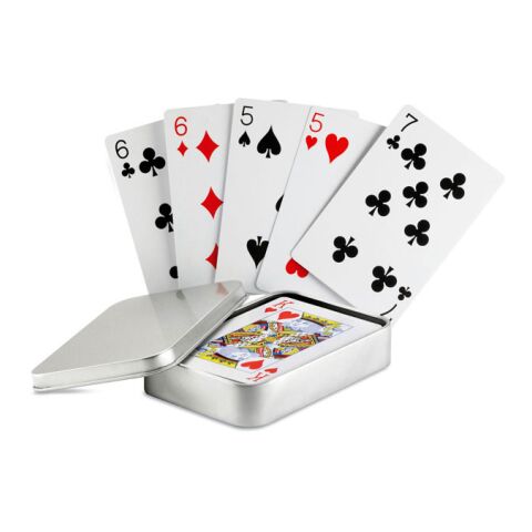 Spielkarten in versilberter Box mattsilber | ohne Werbeanbringung | Nicht verfügbar | Nicht verfügbar