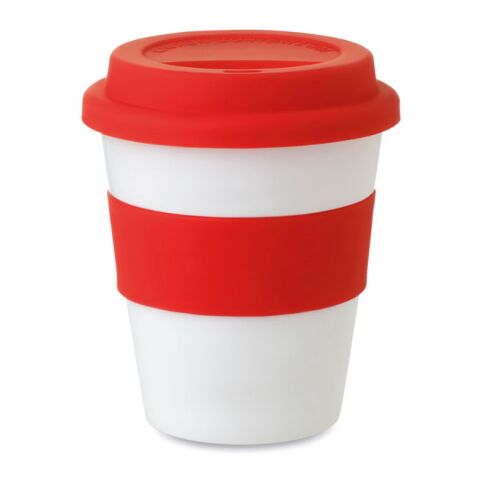 PP Becher mit Silikon-Deckel rot