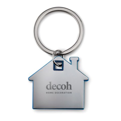 Schlüsselring Haus aus Edelstahl und Kunststoff königsblau | ohne Werbeanbringung | Nicht verfügbar | Nicht verfügbar