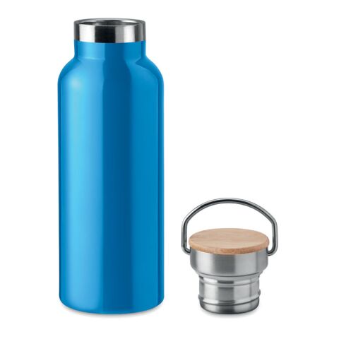 Doppelwandige Trinkflasche mit Bambus Deckel türkis | ohne Werbeanbringung | Nicht verfügbar | Nicht verfügbar | Nicht verfügbar