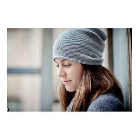 Beanie mit Umschlag RPET weiß schwarz | ohne Werbeanbringung | Nicht verfügbar | Nicht verfügbar | Nicht verfügbar