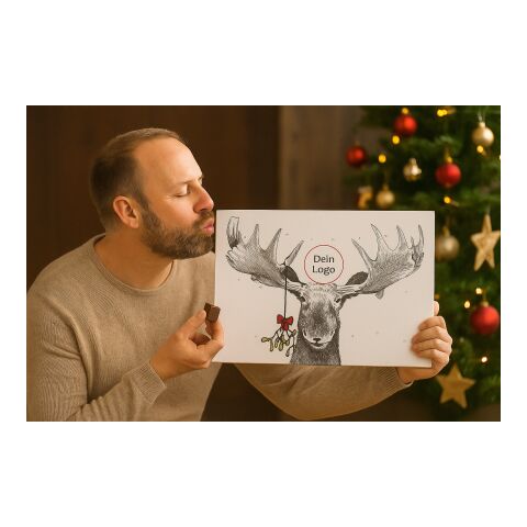 Classic Wand-/Tisch-Adventskalender mit Motivauswahl Rentier &amp; Mistelzweig | Digitaldruck