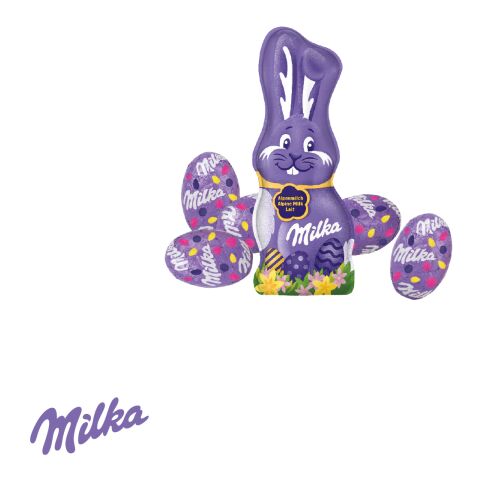 Werbe-Osterei mit Schokoladenmischung von Milka bunt