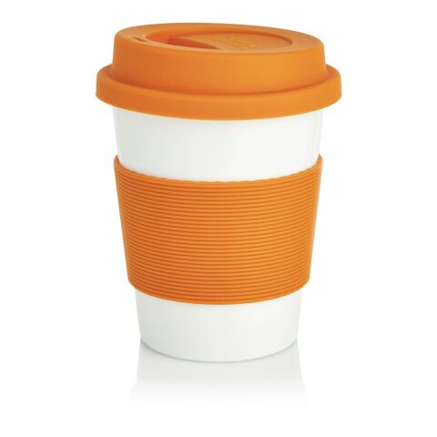 ECO PLA Kaffeebecher orange-weiß | ohne Werbeanbringung | Nicht verfügbar | Nicht verfügbar