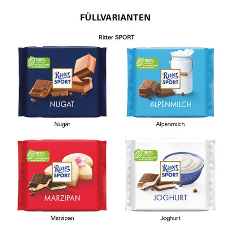 Ritter SPORT 100g ohne Werbeanbringung | Tafel RItter SPORT Alpenmilch