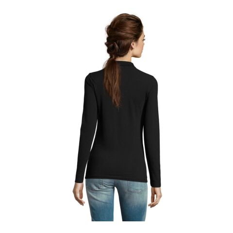PERFECT DAMEN LSL POLO 180 schwarz | L | 1-farbiger Siebdruck | Vorderseite | 200 mm x 200 mm | Nicht verfügbar