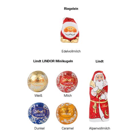 Standbodenbox Weihnachten Lindt ohne Werbeanbringung | 4 Riegelein Weihnachtsmänner