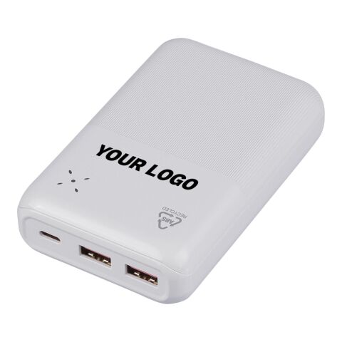 Recycelte ABS-Powerbank Rayen Weiß | ohne Werbeanbringung