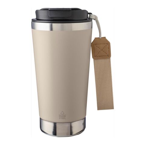 Doppelwandiger Trinkbecher aus recyceltem Edelstahl 500 ml Kayla beige