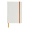 Spectrum weißes A5 Notizbuch mit farbigem Gummiband Standard | transparent-orange | ohne Werbeanbringung | Nicht verfügbar | Nicht verfügbar | Nicht verfügbar