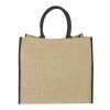 The Large Jute Tragetasche Priority | natur-schwarz | 1-farbiger Siebdruck | Rückseite | 280 mm x 220 mm