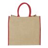 The Large Jute Tragetasche Priority | natur-rot | 1-farbiger Siebdruck | Rückseite | 280 mm x 220 mm