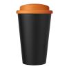 Americano® Eco 350 ml recycelter Becher mit auslaufsicherem Deckel orange-schwarz | ohne Werbeanbringung | Nicht verfügbar | Nicht verfügbar