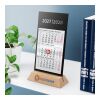 Tischkalender Desktop Wood 3 Holzaufsteller Karton-Rückwand schwarz Hellgrau | 125 × 215 mm | ohne Werbeanbringung