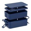 Doppelte Lunchbox mit Besteck Marineblau | ohne Werbeanbringung | Nicht verfügbar | Nicht verfügbar