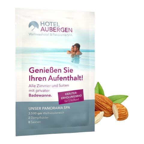 40 ml Erholungsbad &quot;Pinie-Zeder&quot; (Sachet) - Soft Touch Print Weiß | ohne Werbeanbringung