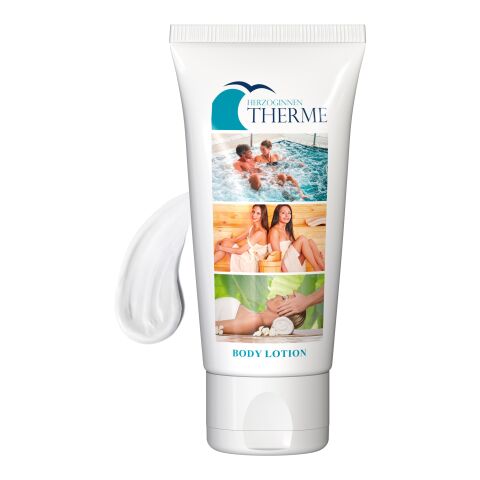 50 ml Tube - Body &amp; After Sun Lotion (sensitiv) - FullbodyPrint Weiß | Druck auf Tube vollflächig