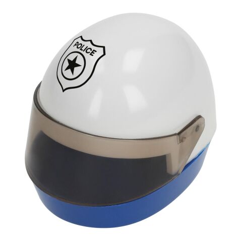 Bleistiftspitzer &quot;Helm&quot; weiß | 1-farbiger Tampondruck | auf den Boden | 25 mm x 35 mm