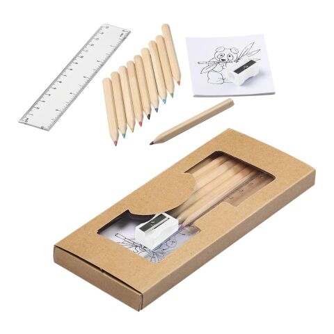 Kindermalset "Öko Line" natur | 1-farbiger Tampondruck | neben dem Sichtfenster | 15 mm x 50 mm