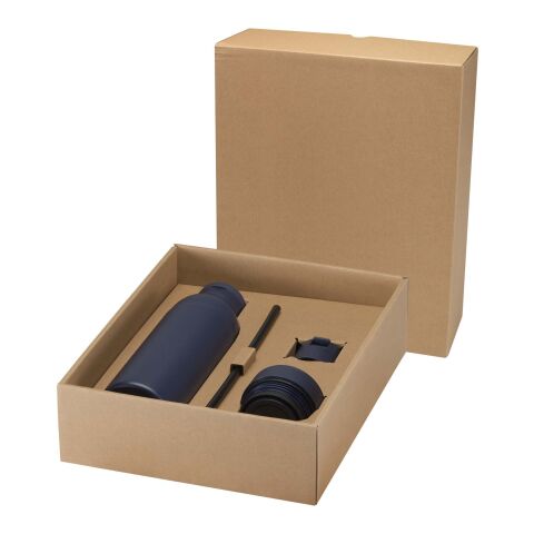 Illuminate 650 ml RCS-zertifizierte doppelwandige Trinkflasche aus recyceltem Edelstahl mit 3-teiligem Deckelset Standard | navy | ohne Werbeanbringung | Nicht verfügbar | Nicht verfügbar