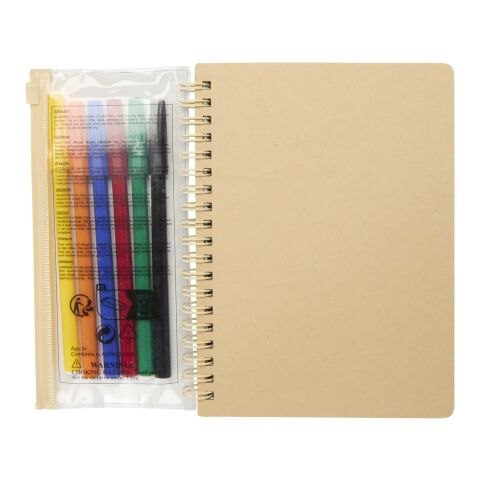 Squiggle B6 Hardcover Notizbuch mit Marker-Set natur