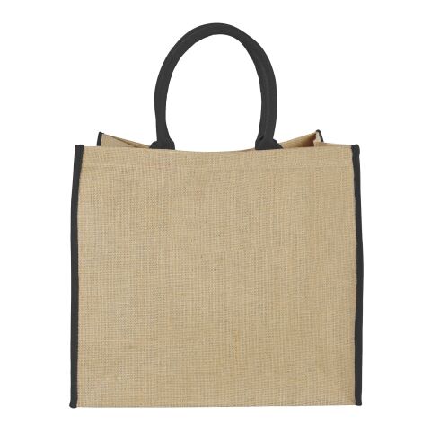 The Large Jute Tragetasche Priority | natur-schwarz | 1-farbiger Siebdruck | Rückseite | 280 mm x 220 mm