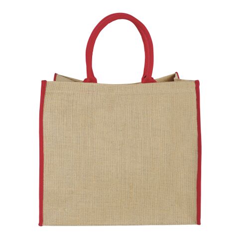 The Large Jute Tragetasche Priority | natur-rot | 1-farbiger Siebdruck | Rückseite | 280 mm x 220 mm
