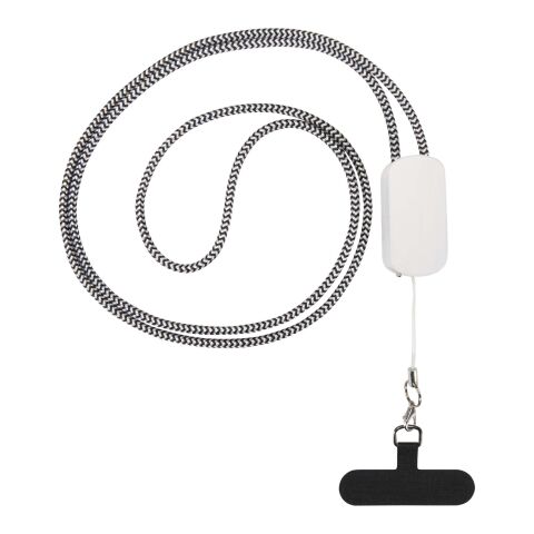 Anser Smartphone Lanyard aus recyceltem Kunststoff mit 27 W 5-in-1 integriertem Kabel Standard | weiss | ohne Werbeanbringung | Nicht verfügbar | Nicht verfügbar