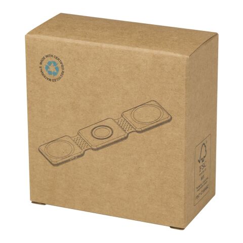 Armus 15 W 3-in-1 zusammenklappbares kabelloses Ladegerät aus recyceltem Kunststoff Standard | weiss | ohne Werbeanbringung | Nicht verfügbar | Nicht verfügbar