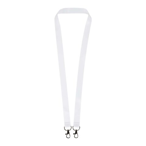 Leia Sublimation RPET-Lanyard mit 2 Metallhaken weiß | 10mm | Sublimation | Überall, Vorne | 25 mm x 900 mm