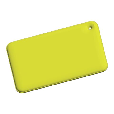 RFX™ Rechteckiger, reflektierender PVC-Aufhänger, klein neongelb | Nicht verfügbar | Digitaldruck | Rückseite (unter reflektierender Schicht) | 78 mm x 52 mm