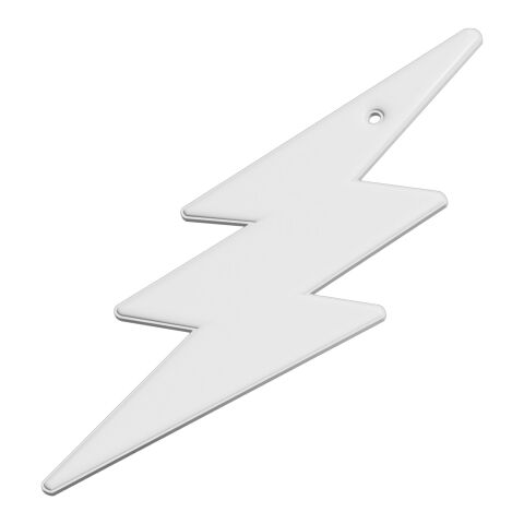 RFX™ Reflektierender PVC-Aufhänger Blitz weiß | 1-farbiger Siebdruck | Vorderseite | 41 mm x 117 mm