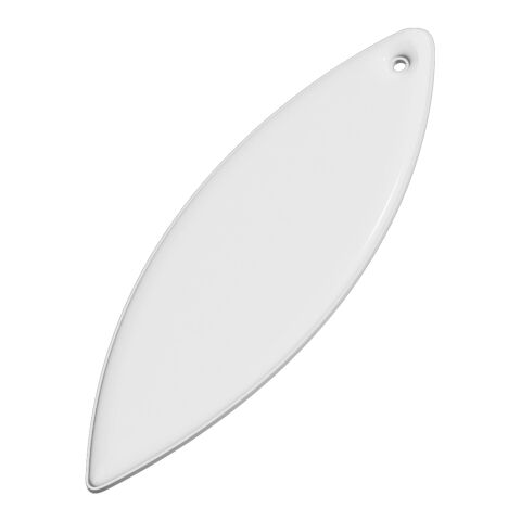 RFX™ ellipsenförmiger reflektierender PVC-Aufhänger weiß | 1-farbiger Siebdruck | Vorderseite | 94 mm x 27 mm