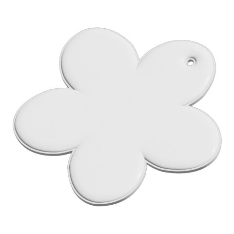 RFX™ reflektierender PVC-Aufhänger Blume weiß | 1-farbiger Siebdruck | Vorderseite | Ø 51 mm