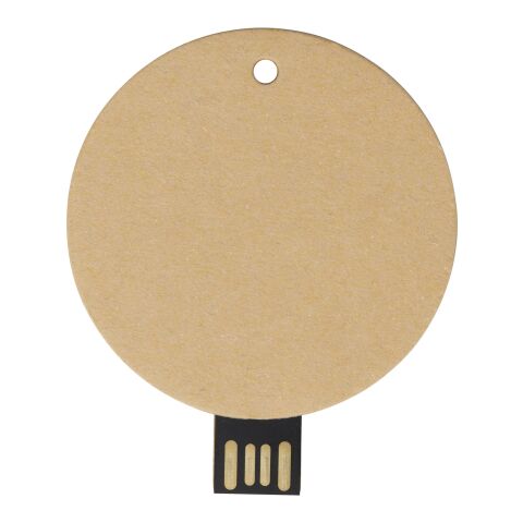 USB-Stick 2.0 rund aus recyceltem Papier Kraftpapier | 64 GB | 1-farbiger Tampondruck | Vorderseite | Ø 40 mm