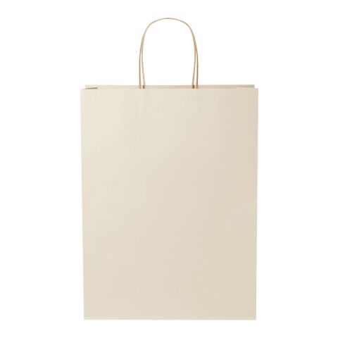 Papiertüte 150 g/m² aus landwirtschaftlichen Reststoffen mit gedrehten Griffen – XXL offwhite | 1-farbiger Lithografie | Gehäuse | 310 mm x 410 mm