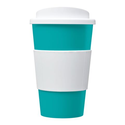 Americano® 350 ml Isolierbecher mit Schutzring und Schraubverschluss aquablau-weiss | ohne Werbeanbringung | Nicht verfügbar | Nicht verfügbar