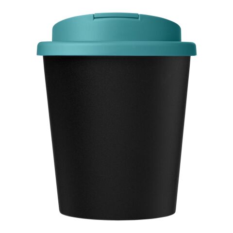Americano® Espresso Eco 250 ml recycelter Isolierbecher mit auslaufsicherem Deckel schwarz-aquablau | ohne Werbeanbringung | Nicht verfügbar | Nicht verfügbar