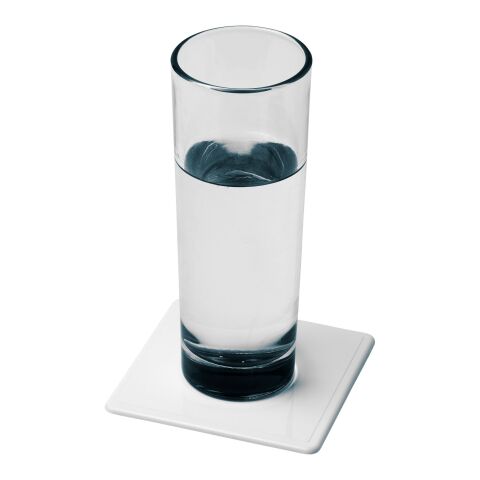 Renzo quadratischer Kunststoffuntersetzer weiß | ohne Werbeanbringung | Nicht verfügbar | Nicht verfügbar