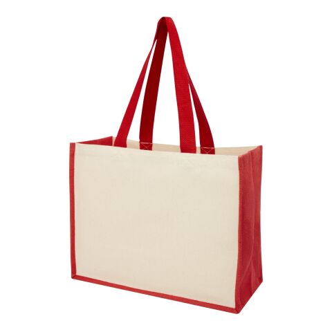 Varai Canvas und Jute Einkaufstasche rot