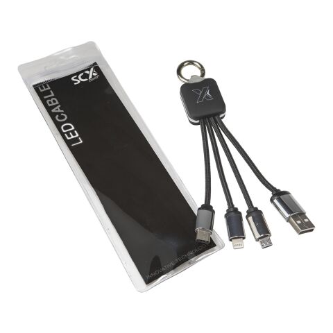 SCX.design C15 Quatro Ladekabel mit Leuchtlogo Standard | rot-schwarz | ohne Werbeanbringung | Nicht verfügbar | Nicht verfügbar