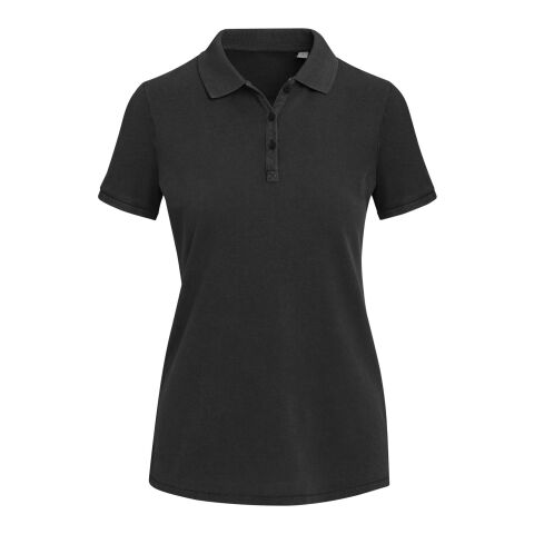 Calgary Poloshirt für Damen im Washed Look, 200 g/m2 Standard | schwarz | M | ohne Werbeanbringung | Nicht verfügbar | Nicht verfügbar | Nicht verfügbar