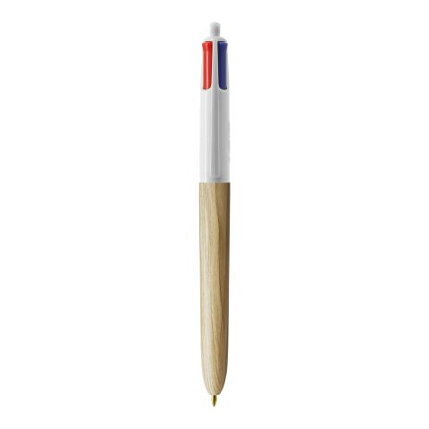 BIC® 4 Colours Wood Style Weiß-beige | 1-farbiger Siebdruck | Upper Part-gegenüber vom Clip | 22.00 mm x 10.00 mm