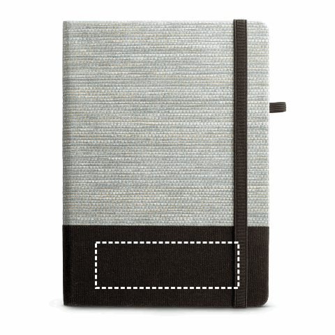 ROUSSEAU. A5-Notizbuch aus Strohfaser und Baumwoll-Canvas mit linierten Seiten schwarz | ohne Werbeanbringung | Nicht verfügbar | Nicht verfügbar | Nicht verfügbar