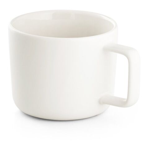 FANGIO. Tasse aus Keramik 220ml mit Deckel aus Bambus, der als Untersetzer dient Weiß