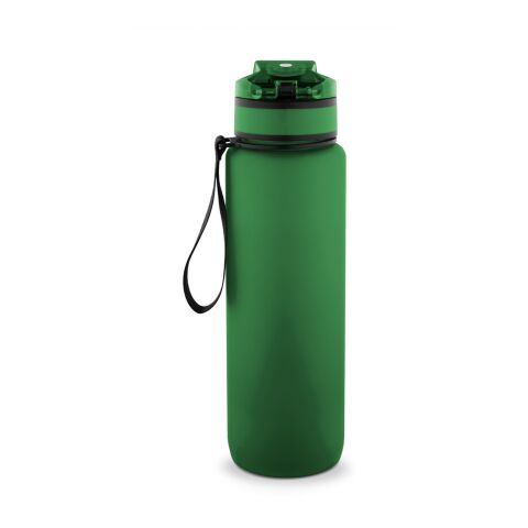 ERIKSSON. Flasche aus recyceltem PET (100 % rPET) mit motivierenden Sprüchen und Zeitmarkierungen, die zum Wassertrinken anregen Grün