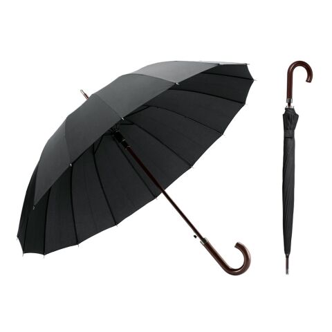 HEDI. Regenschirm mit 16 Stangen aus 190T-Pongee mit automatischer Öffnung Schwarz | ohne Werbeanbringung