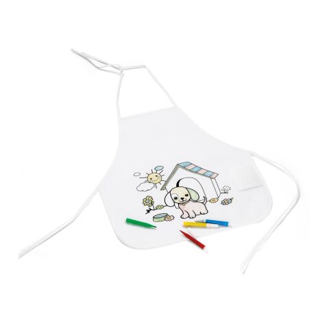NILO. Kinderschürze zum Ausmalen aus Vliesstoff (80 g/m²) weiss | ohne Werbeanbringung | Nicht verfügbar | Nicht verfügbar | Nicht verfügbar
