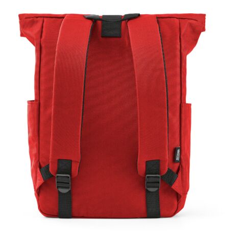 Rome Rucksack 12L aus rPET. Mit Rolltop-Design und Klettverschluss. Rot